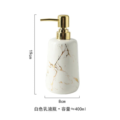 Ceramic Toiletries Bathroom Set Marble Porcelain Cup Toothbrush Holder / Soap Dispenser / Tray Bathroom Decoration Accessories