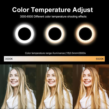 26CM LED Selfie Ring Light Multi-Function Dimmable Ring Light for Cell Phone Holder Camera Live Video Stream Makeup Youtube