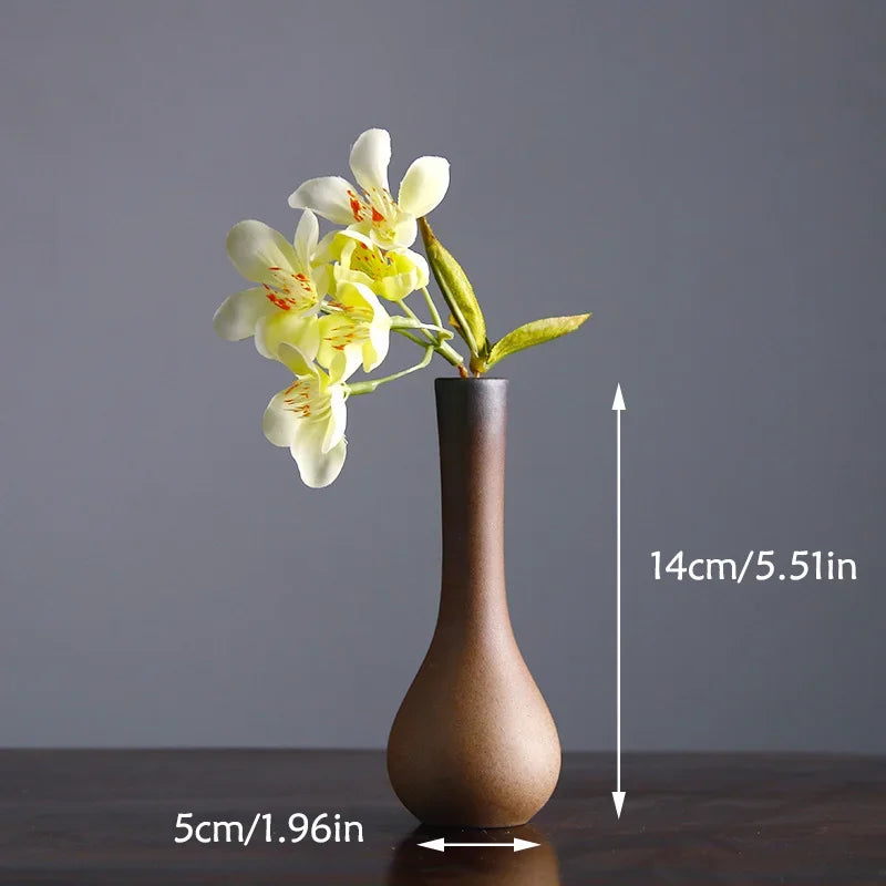 Chinese Retro Zen Vase for Tabletop Decoration, Ceramic Flower Insert, Small Vase, Hydroponic Flower Device, Tabletop Decoration