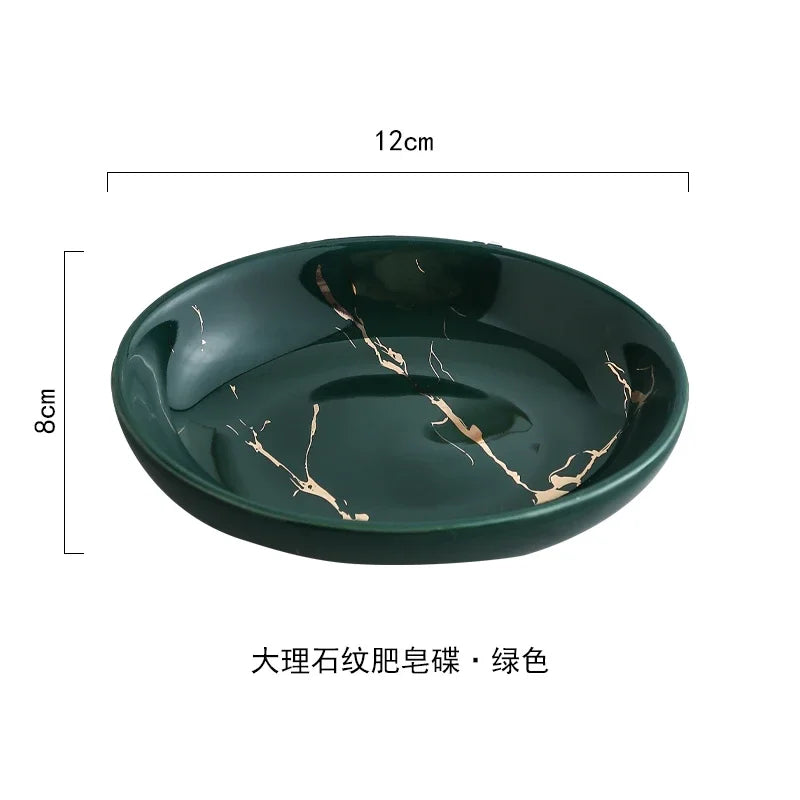 Ceramic Toiletries Bathroom Set Marble Porcelain Cup Toothbrush Holder / Soap Dispenser / Tray Bathroom Decoration Accessories