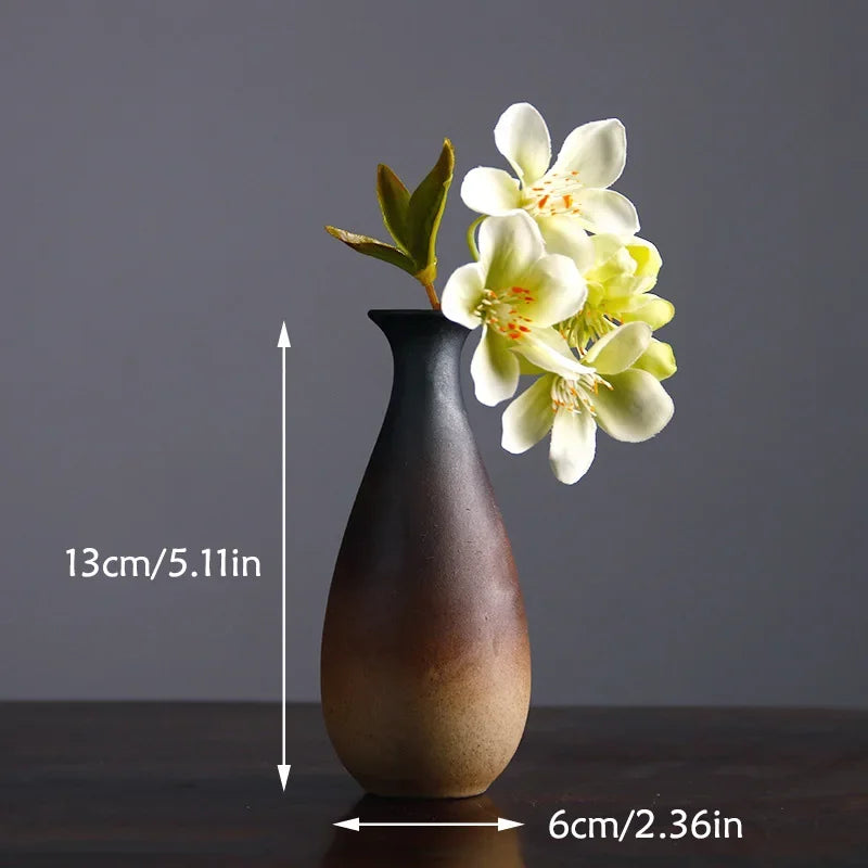 Chinese Retro Zen Vase for Tabletop Decoration, Ceramic Flower Insert, Small Vase, Hydroponic Flower Device, Tabletop Decoration