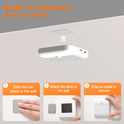 LED Motion Sensor Light Wireless LED Night Light Type C Rechargeable Night Light Cabinet Wardrobe Lamp Staircase for Kitchen LED